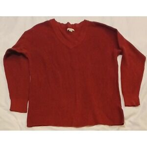 American Eagle Knit V Neck Sweater Rust Ribbed Casual Comfortable Women's Size M